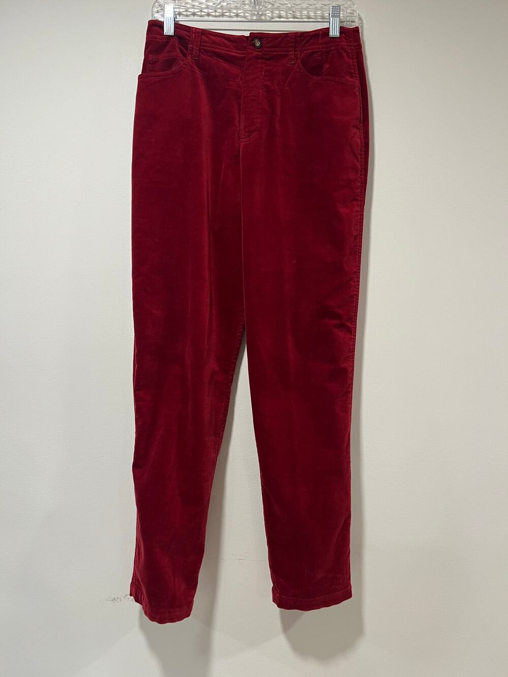 Sigrid Olsen Merlot Red Cotton Velour Jeans w Stretch Straight Fit Size 6 JL